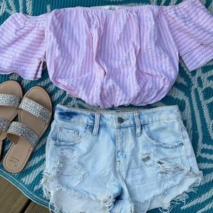 3 for $15🚨 Pink & White Striped Crop Top